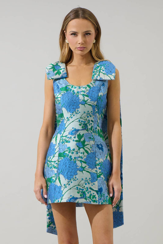 Willa Floral Jacquard Bow Sash Dress