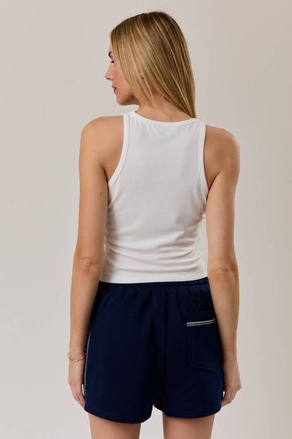 USA BEADED RIBBED TANK TOP