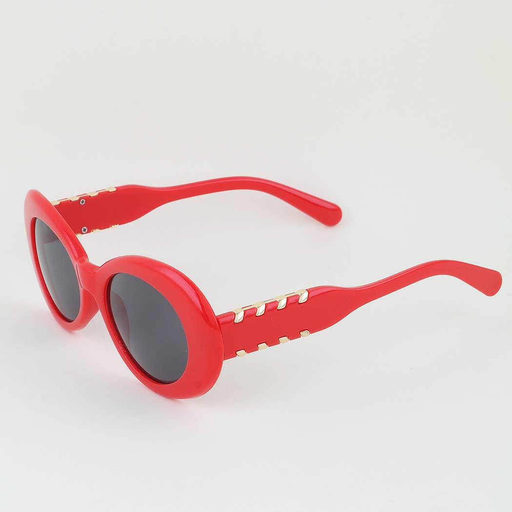 Retro Solid Oval Sunglasses