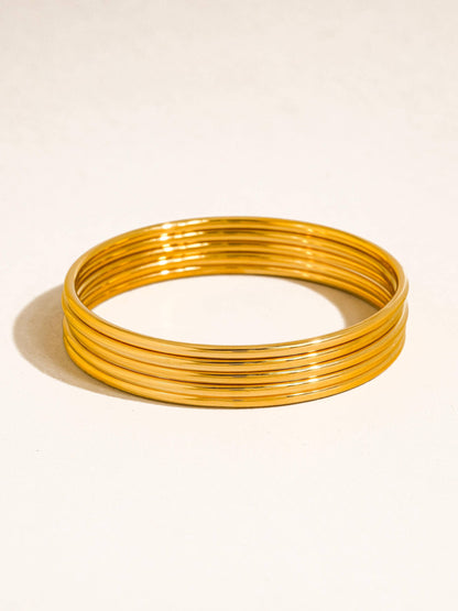 Olyss 18K Gold Non-Tarnish Classic Thin Bangle Set