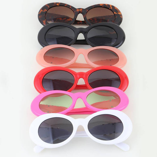 Retro Solid Oval Sunglasses