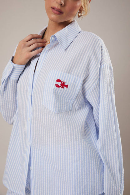 LOBSTER EMBROIDERY BUTTON UP