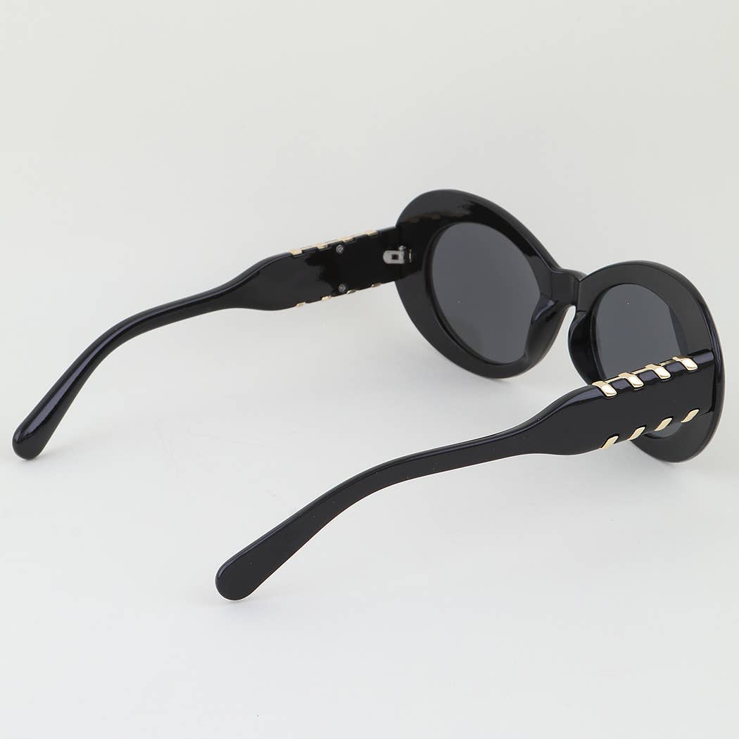 Retro Solid Oval Sunglasses