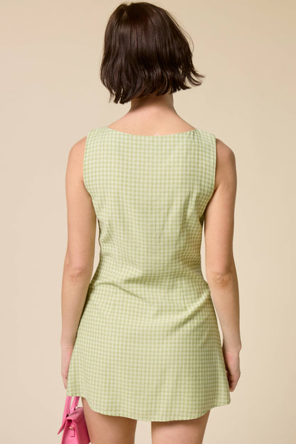 Sleeveless Gingham Mini Dress