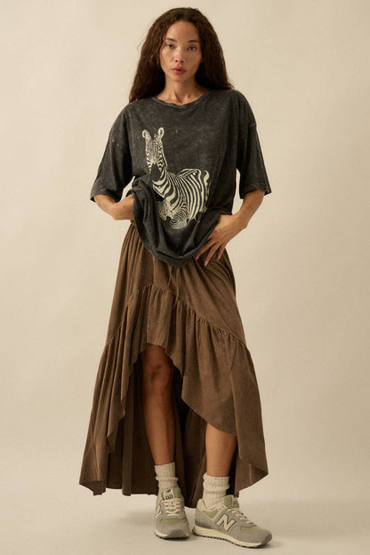 Zebra Vintage-Wash Oversize Graphic Tee
