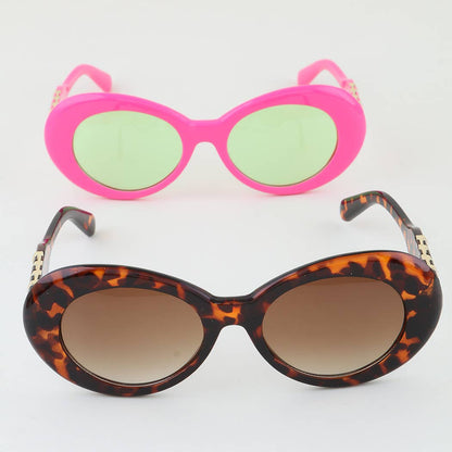 Retro Solid Oval Sunglasses