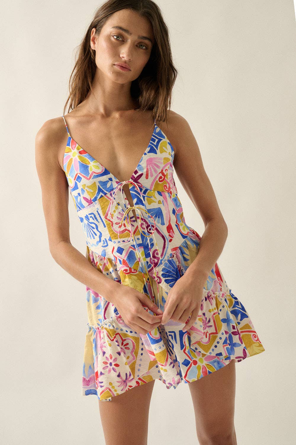 Tropic Tie-Front Cami Romper
