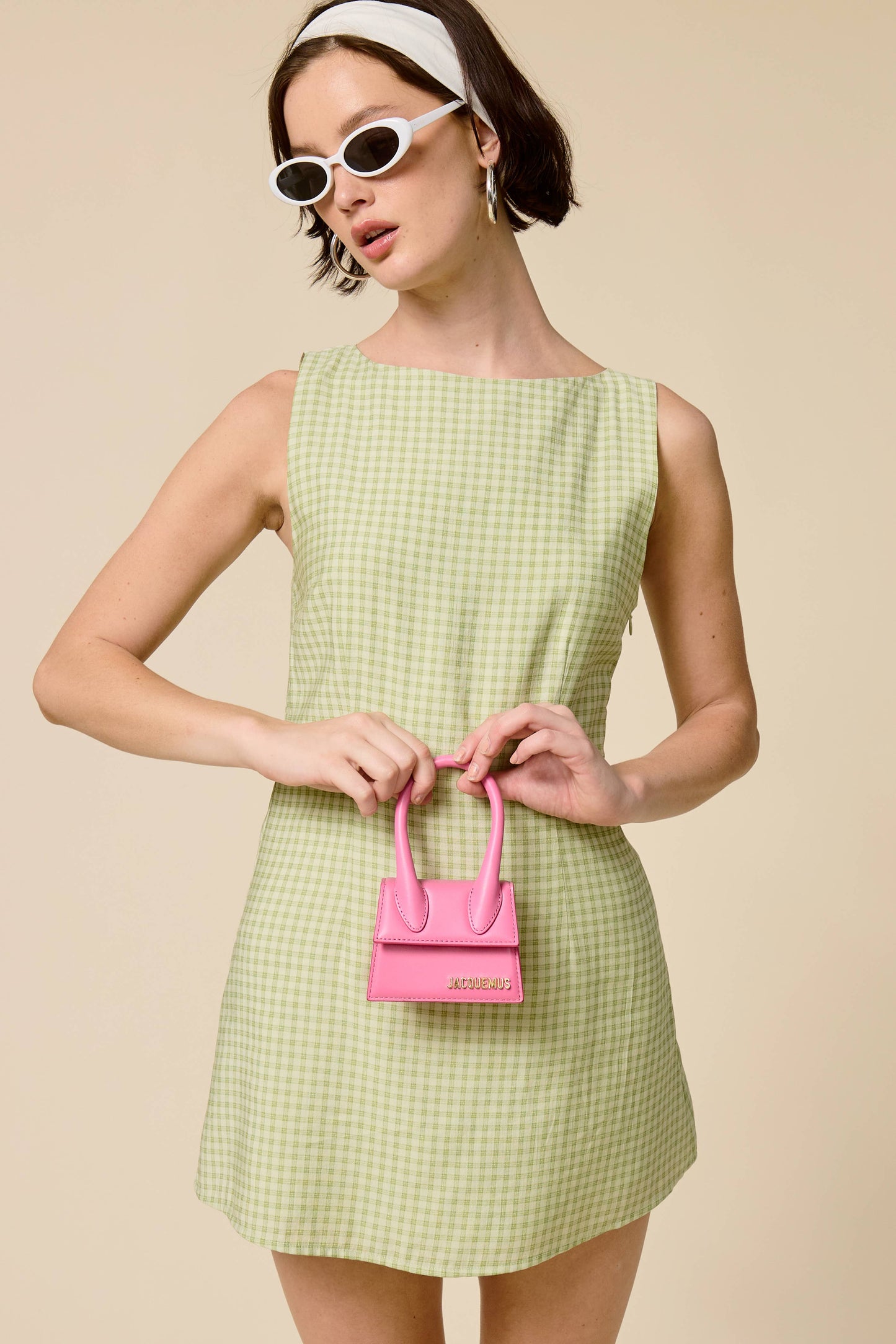 Sleeveless Gingham Mini Dress
