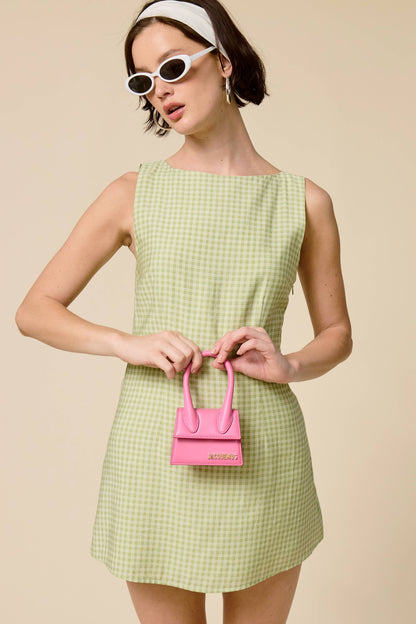 Sleeveless Gingham Mini Dress