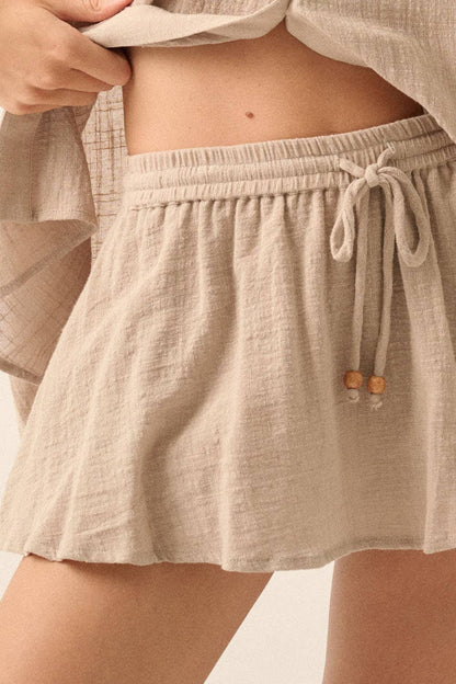 Textured Cotton Drawstring Bloomer Skort