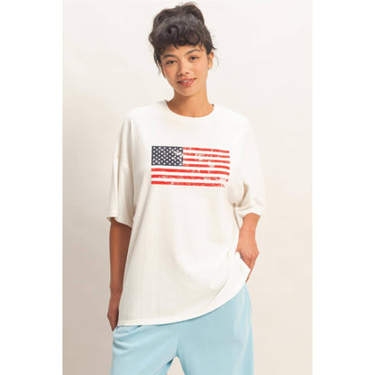 Mineral Washed American Flag Tee